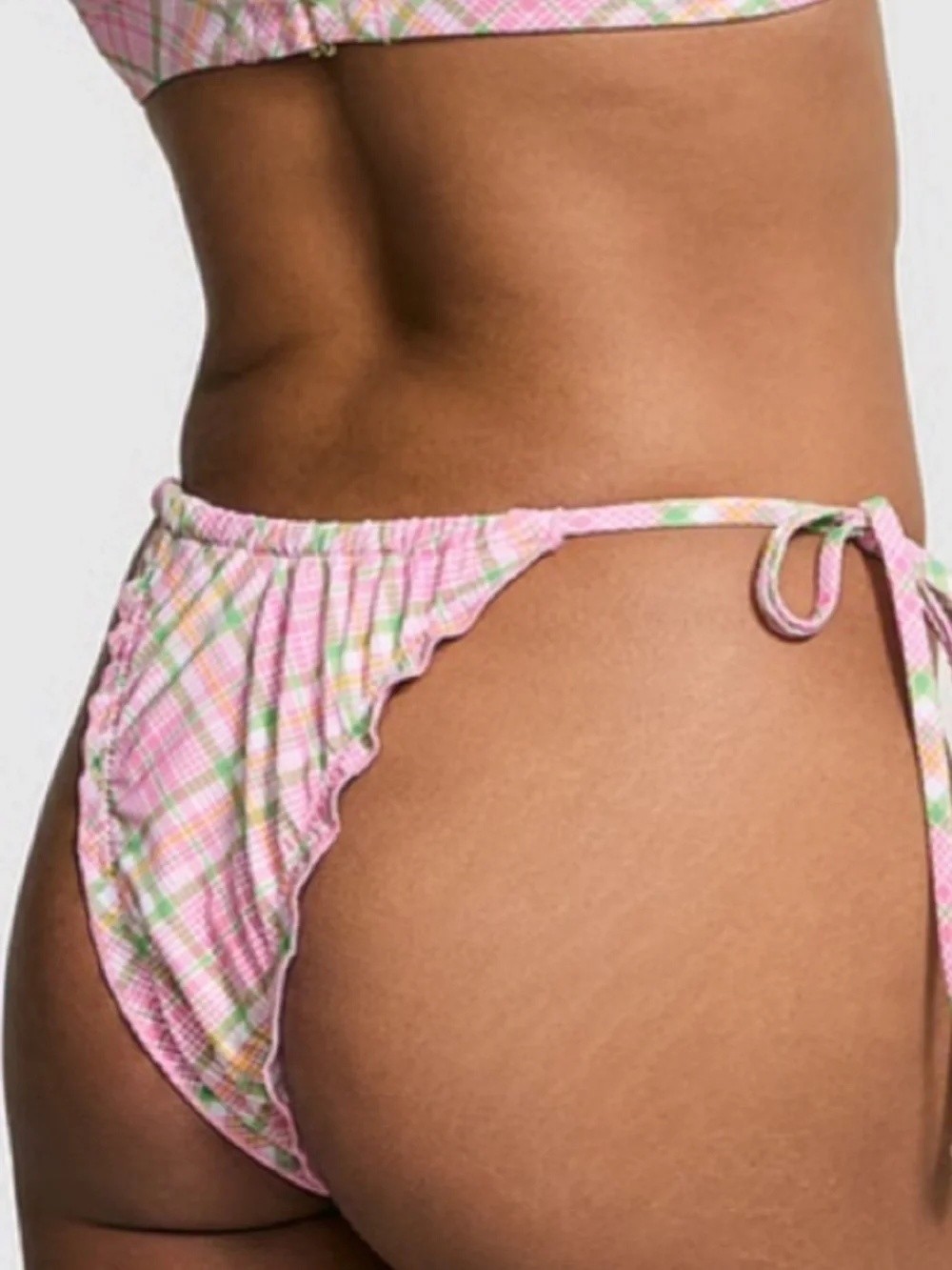 New! Frankie's Bikinis x Pink reign strawberry Plaid Bikini Bottom 38967